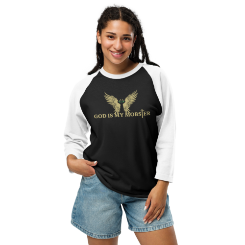 God Is My Mobster Gold - Tultex 245 | Unisex 3/4 Sleeve Raglan Shirt