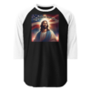 Patriotic God Bless America – Tultex 245 | Unisex 3/4 Sleeve Raglan Shirt - Image 2