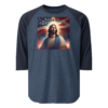 Patriotic God Bless America – Tultex 245 | Unisex 3/4 Sleeve Raglan Shirt - Image 3