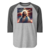 Patriotic God Bless America – Tultex 245 | Unisex 3/4 Sleeve Raglan Shirt - Image 5