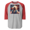 Patriotic God Bless America – Tultex 245 | Unisex 3/4 Sleeve Raglan Shirt - Image 4