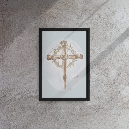 Cross and Thorns Framed Canvas Print