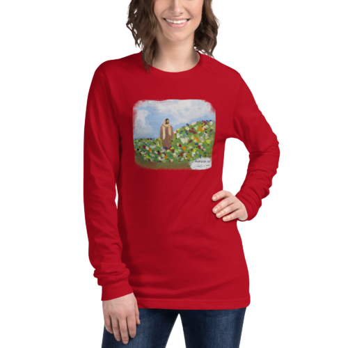 Jesus with Flowers - Bella + Canvas 3501 | Unisex Long Sleeve Tee Shirt
