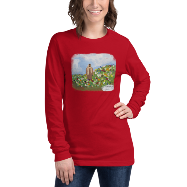 Jesus with Flowers - Bella + Canvas 3501 | Unisex Long Sleeve Tee Shirt