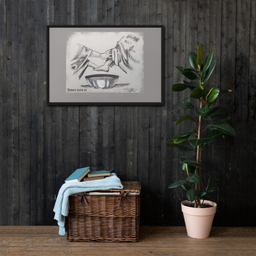 Wash Feet Framed Canvas Print