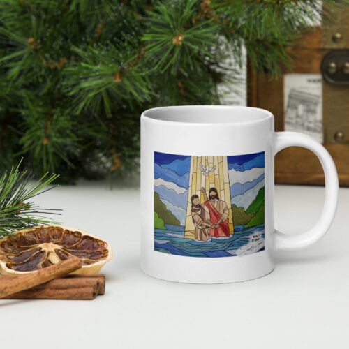 Jesus' Baptism White Ceramic Glossy Mug