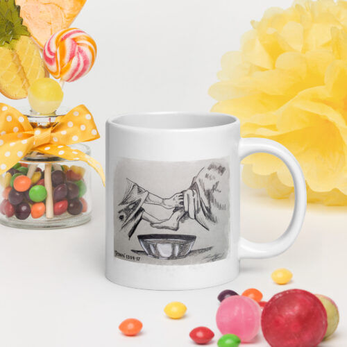 Wash Feet White Ceramic Glossy Mug