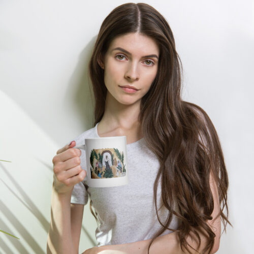 Jesus with Palms White Ceramic Glossy Mug
