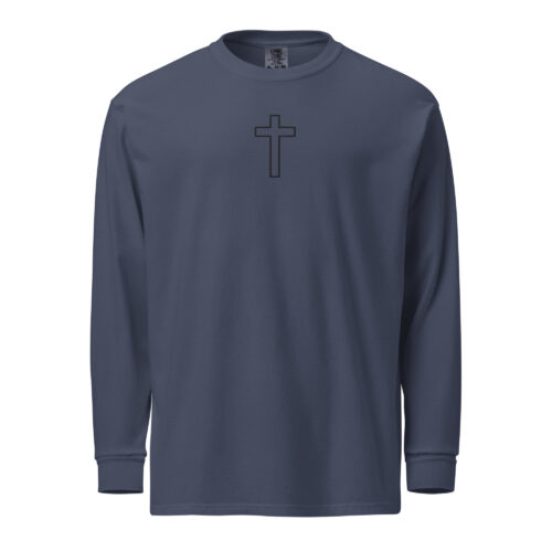Embroidered Cross - Heavyweight Long-Sleeve T-Shirt - Comfort Colors 6014