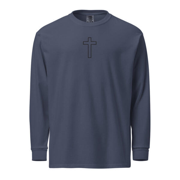 Embroidered Cross - Heavyweight Long-Sleeve T-Shirt - Comfort Colors 6014